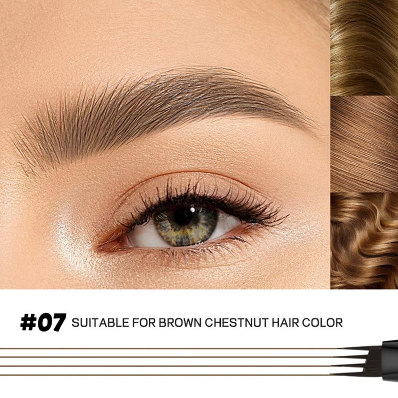 ESpoce 2 Pack 4-Tip Microblading Eyebrow Pen with 2 Brow Brushes, Waterproof Vegan Formula Eyebrow Pencils for Women to Effortlessly Create Natural Hair-Like Strokes, All-Day Wear, Medium Brown - Image 4