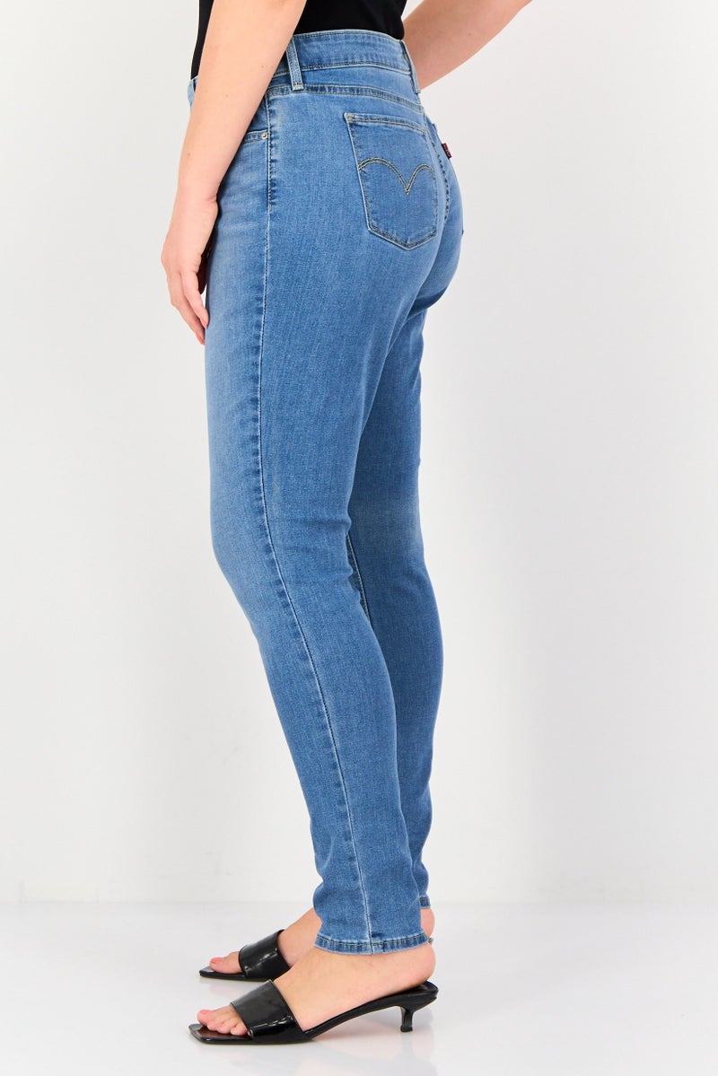 Levi's جينز ضيق للنساء، مغسول وقابل للتمدد، أزرق - Image 2