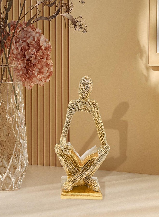 Neeenn Sparkling Gold Reading Women Statue, Thinker Sculptures, Abstract Art Ornament, Modern Aesthetic Figurine Decoration for Home Living Room Bedroom Office Shelf Table Desk Bookshelf Decor - Image 5