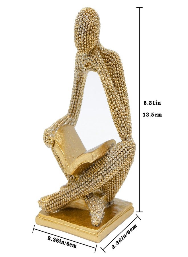 Neeenn Sparkling Gold Reading Women Statue, Thinker Sculptures, Abstract Art Ornament, Modern Aesthetic Figurine Decoration for Home Living Room Bedroom Office Shelf Table Desk Bookshelf Decor - Image 2