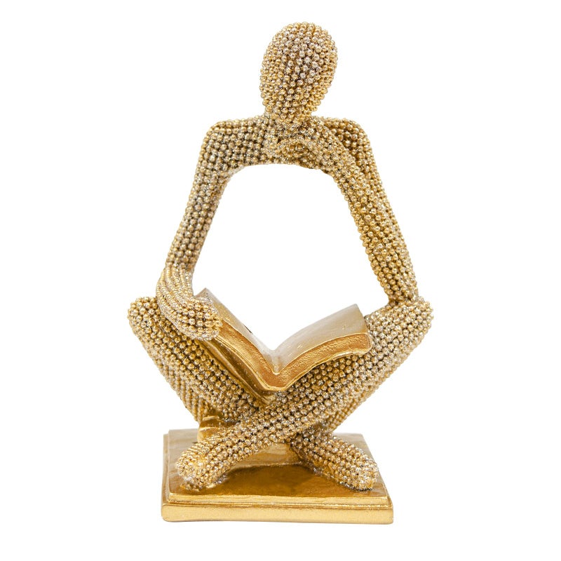 Neeenn Sparkling Gold Reading Women Statue, Thinker Sculptures, Abstract Art Ornament, Modern Aesthetic Figurine Decoration for Home Living Room Bedroom Office Shelf Table Desk Bookshelf Decor - Image 1