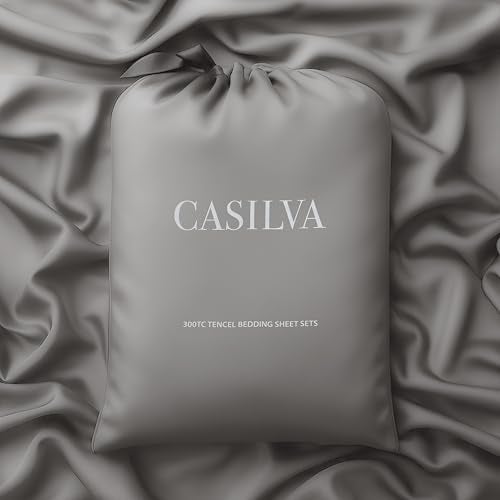 CASILVA Eucalyptus Sheets Infused with Silver for AntiOdor Softer Than Silk Fibers More Cooling Than Cotton Perfect for Hot Sleepers Sensitive Skin 100 Tencel Lyocell King Sheet Set - Image 1