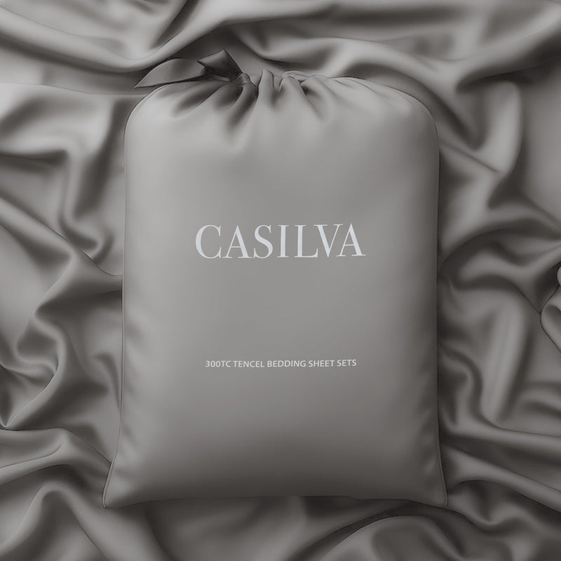 CASILVA Eucalyptus Sheets Infused with Silver for AntiOdor Softer Than Silk Fibers More Cooling Than Cotton Perfect for Hot Sleepers Sensitive Skin 100 Tencel Lyocell King Sheet Set - Image 2