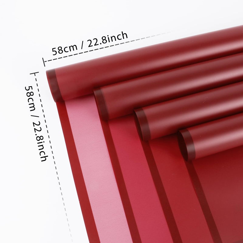 FUHITIM 20 Sheets Flower Wrapping Paper - Waterproof Floral Bouquet Packaging Paper for DIY Craftsï¼ŒFlorist Supplies Packaging Paper for Wedding Birthday Gift (Translucent Wine Red) - Image 2