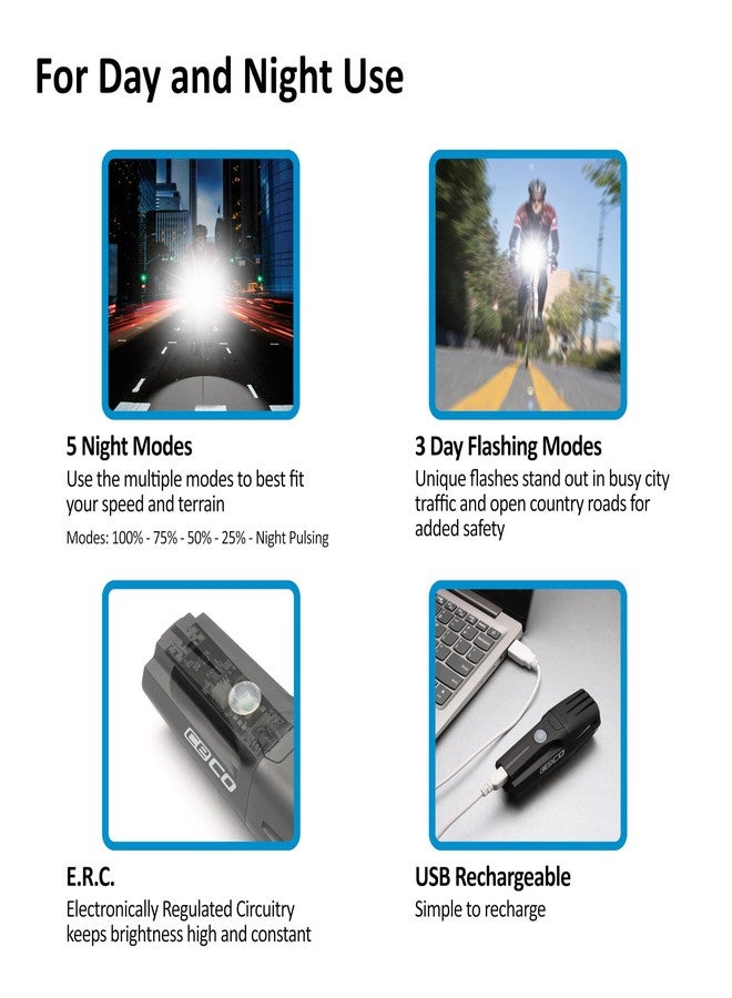 CECO USA 1000 Lumens F Series 2.0 Super Bright Bike Light Front, IP67 Waterproof, FL-1 Impact Resistant, USB Rechargeable, Great for Commuter Road Cyclist e-Bike Mountain Bikers, Beam - Image 3