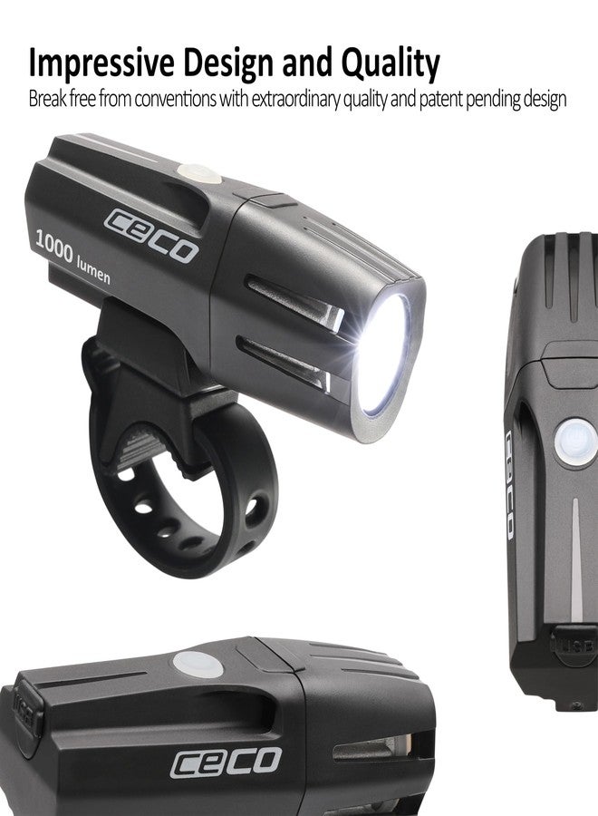 CECO USA 1000 Lumens F Series 2.0 Super Bright Bike Light Front, IP67 Waterproof, FL-1 Impact Resistant, USB Rechargeable, Great for Commuter Road Cyclist e-Bike Mountain Bikers, Beam - Image 4