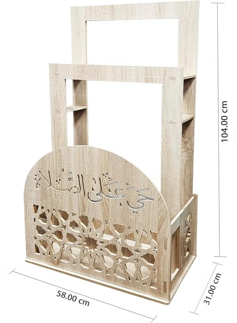 Eworld 2-in-1 Prayer Mat Stand with Built-In Quran Holder | Elegant Cream Islamic Design with Arabic Calligraphy | Water & Fireproof - Image 2