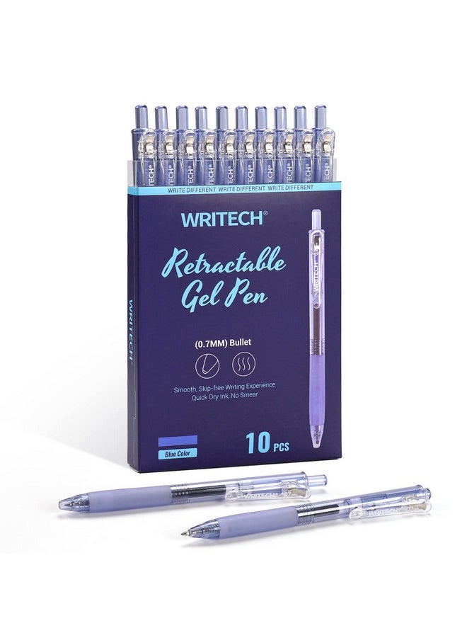 WRITECH Fine Point Gel Pens: Retractable 0.7Mm Blue-Ink Color Pen For Journaling Smooth Writing Fine Point Tip Quick-Dry Ink No Bleed Set 10Ct  - Image 1