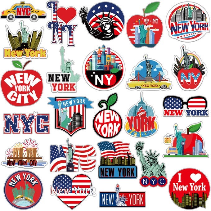 25 Pcs New York Fridge Magnet Magnetic Refrigerator Stickers New York Souvenirs Gifts Refrigerator Magnets for Fridge Laptop Locker Home Decoration Accessories