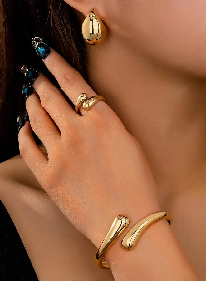 Take Two Take Two Waterdrop Shape Ring And Cuff Bracelet Jewelry Set