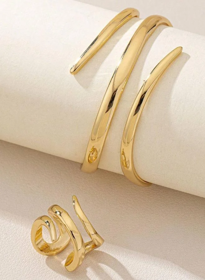 Take Two Take Two Waterdrop Shape Ring And Cuff Bracelet Jewelry Set