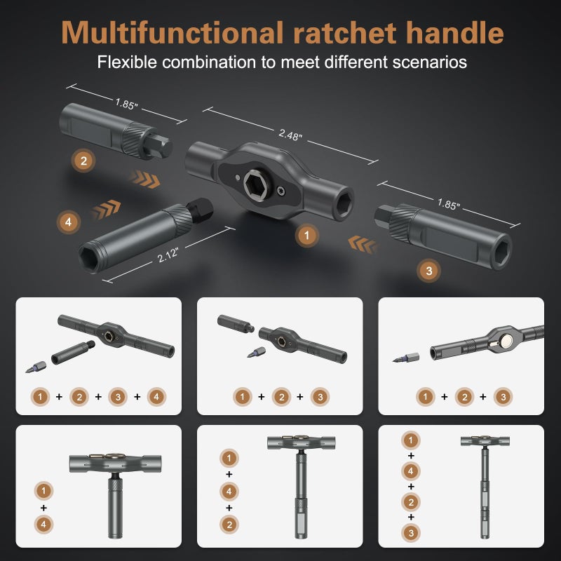 Bomivoi 24 in 1 Magnetic Screwdriver Set, DIY Ratchet Screwdriver Set, Multi Bit Magnetic Drive Set with Detachable Ratchet Handle, Portable Precision Repair Tool Kit for Furniture Computer Bicycle - Image 2
