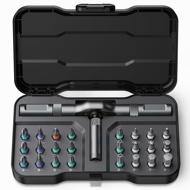 Bomivoi 24 in 1 Magnetic Screwdriver Set, DIY Ratchet Screwdriver Set, Multi Bit Magnetic Drive Set with Detachable Ratchet Handle, Portable Precision Repair Tool Kit for Furniture Computer Bicycle - Image 1