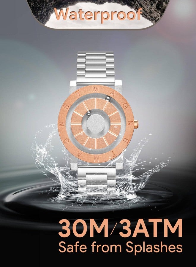 EUTOUR Uhren Herrenuhr Magnet Uhr kein Glas Kugellager Quarz Armbanduhr für Männer 40mm, Black Rubber Strap, FASHION WATCHES - Image 5