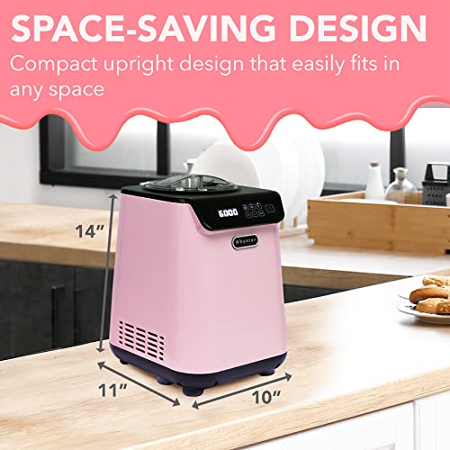 Whynter Ice Cream Maker Machine Automatic 1.28 Qt Upright with Built-In Compressor, LCD Digital Display & Timer, No Pre-Freezing, ICM-128BPS, Black/Pink - Image 3