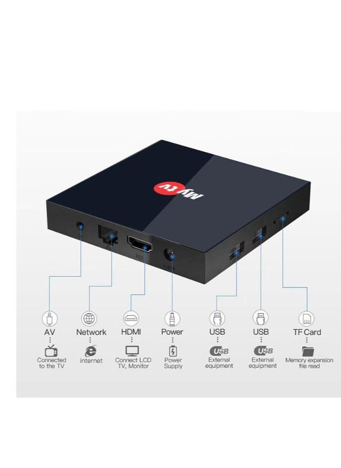 Generic - tv box Android 12.0 Ram 4GB Rom 32GB , supports Wi-Fi Dual band 2.4 /5G, equipped with an HDMI output, two USB outputs, an Ethernet output, and a memory card output, and works with 4K resolutio - Image 1