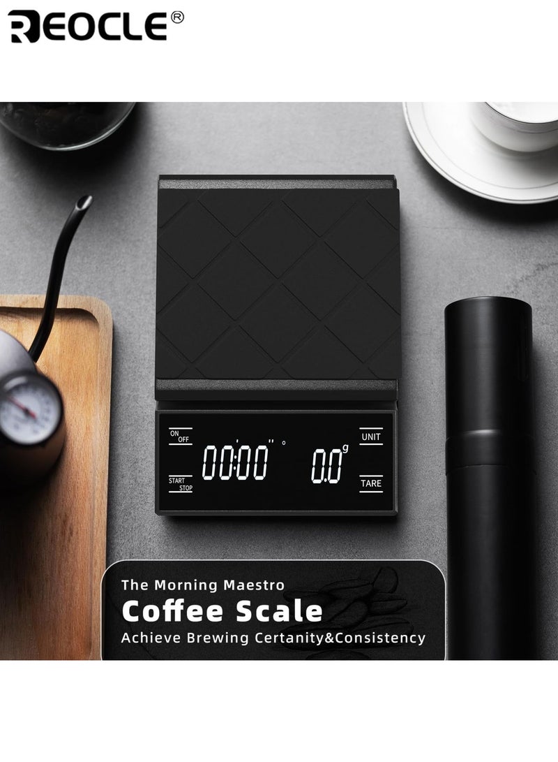 REOCLE Digital Coffee Scale with Timer and High Precision Weighing Multifunction Kitchen Scale with LCD Display for Pour Over Espresso Brewing - Image 2