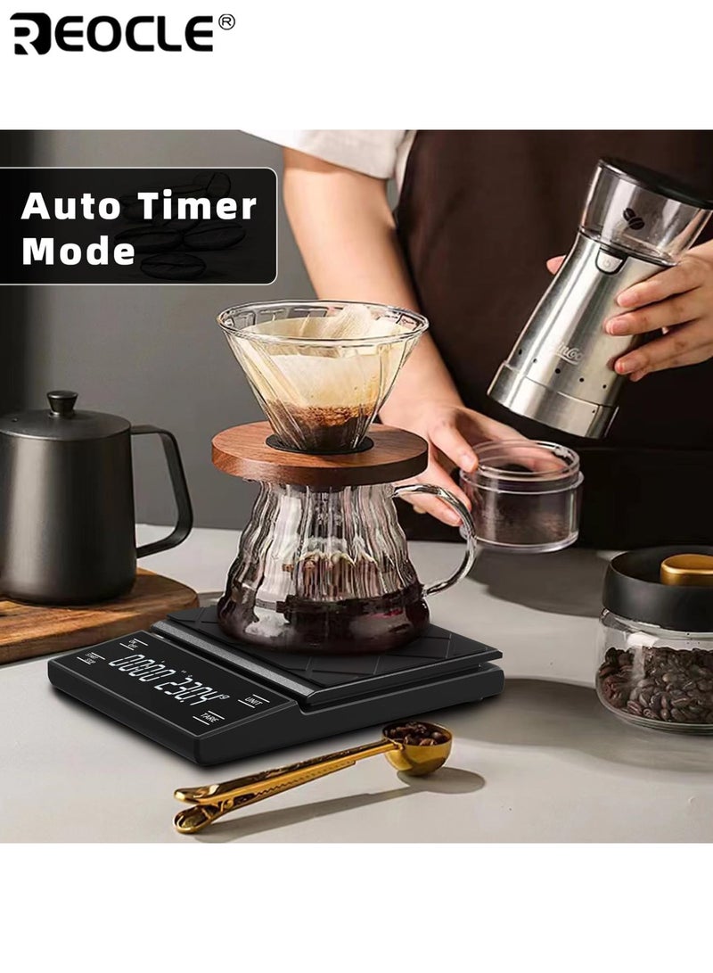 REOCLE Digital Coffee Scale with Timer and High Precision Weighing Multifunction Kitchen Scale with LCD Display for Pour Over Espresso Brewing - Image 4