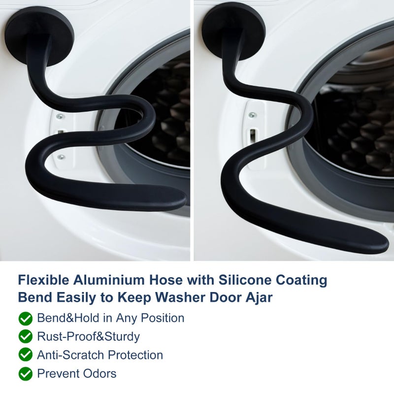 LEVOSHUA Front Load Washer Door Prop and Holder â€“ Magnetic Door Stopper with Strong Magnet and Flexible Hose â€“ Keep Washer Door Open for Ventilation â€“ Easy to Use, Fits Most Front Load Washers - Black - Image 3