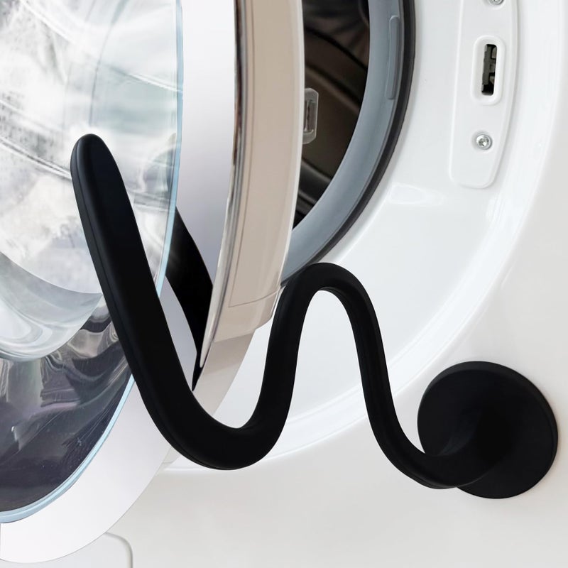 LEVOSHUA Front Load Washer Door Prop and Holder â€“ Magnetic Door Stopper with Strong Magnet and Flexible Hose â€“ Keep Washer Door Open for Ventilation â€“ Easy to Use, Fits Most Front Load Washers - Black - Image 2