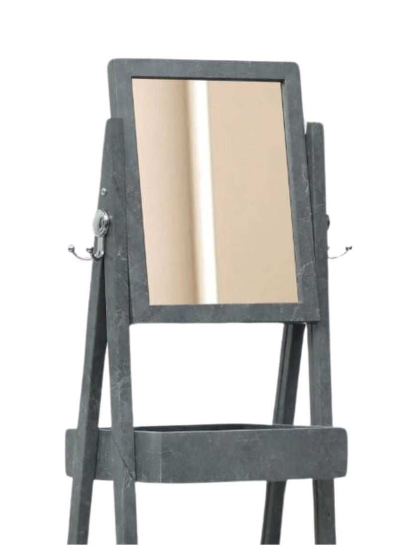 KARNAK Turkish Wooden Dressing Shelf Stand with Mirror - Grey Marble  - Image 2