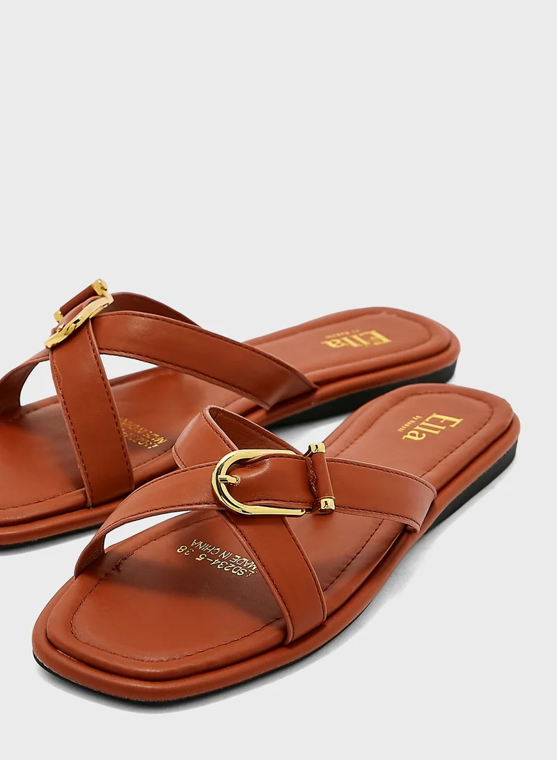 ELLA Crossover Strap Flat Sandals