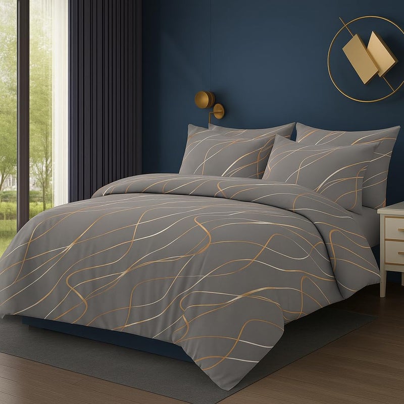 Amali  6 Pieces Bedsheet Set King Size (200 x 200+35cm) Polycotton Including 1 Duvet Cover 1 Fitted Sheet 2 Oxford & 2 Standard Pillowcases Durable & Long Lasting Quality - Image 1