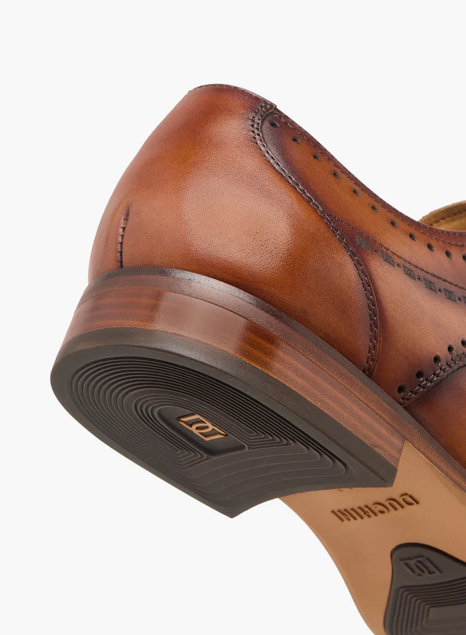دوتشيني Men's Cutout Detail Derby Shoes with Lace-Up Closure