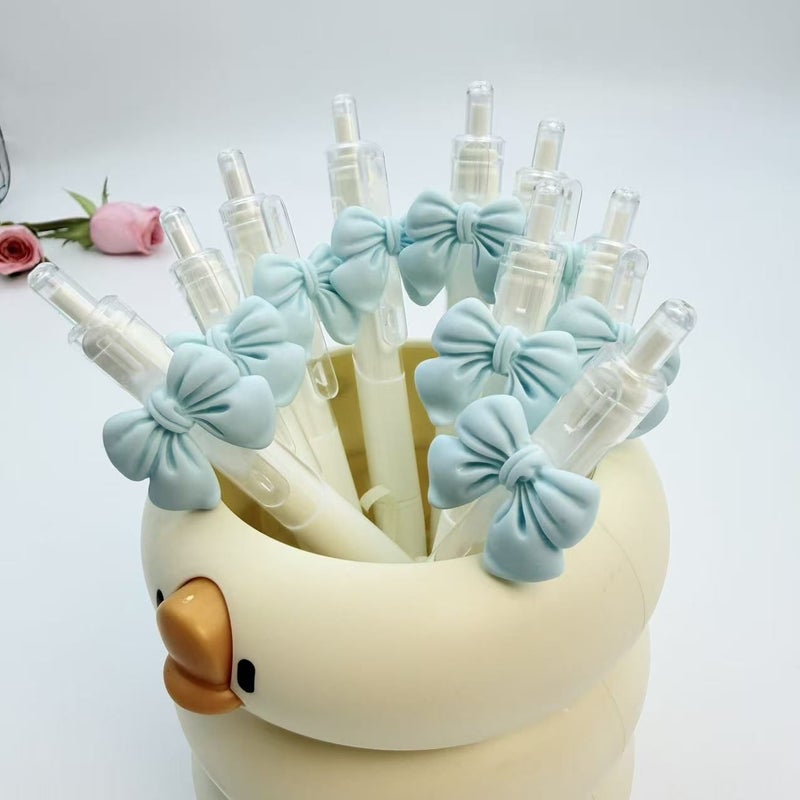 Blue Bow Series Ballpoint Pen 16pcs Creative Lovely Gel Pen Smooth Writing Press Telescopic Office School Supplies Holiday Gift - Image 5