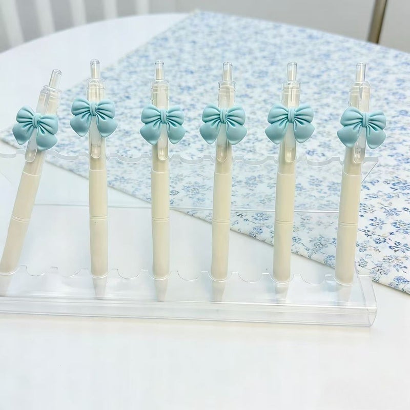Blue Bow Series Ballpoint Pen 16pcs Creative Lovely Gel Pen Smooth Writing Press Telescopic Office School Supplies Holiday Gift - Image 3