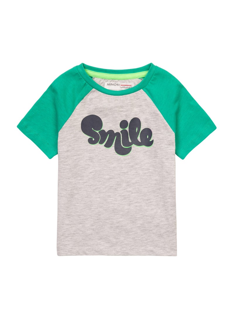 MINOTI Boys Printed T-Shirt with Contrast Raglan Sleeves - Image 1