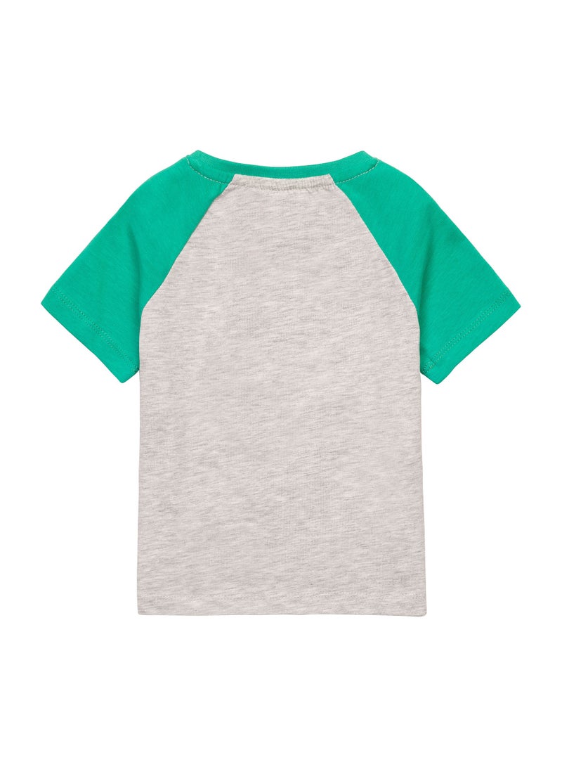 MINOTI Boys Printed T-Shirt with Contrast Raglan Sleeves - Image 2