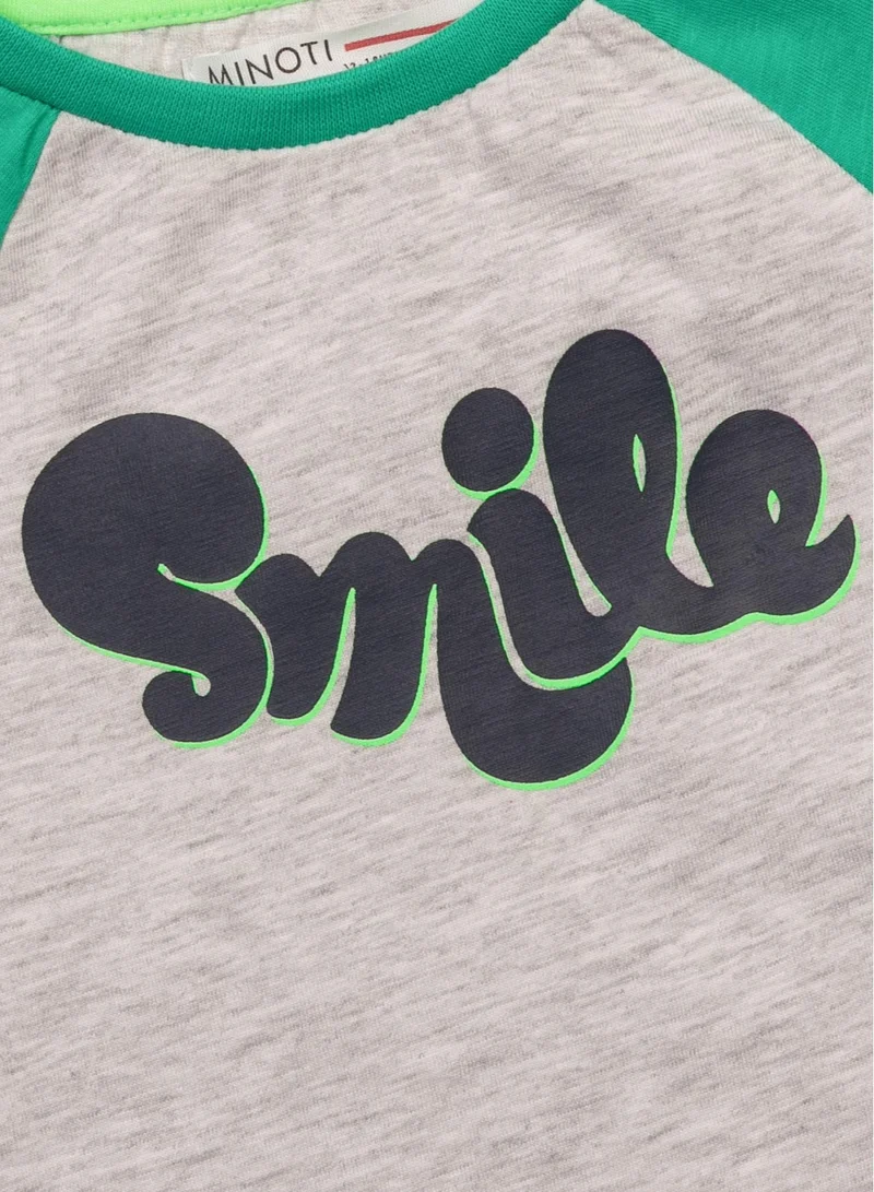 MINOTI Boys Printed T-Shirt with Contrast Raglan Sleeves