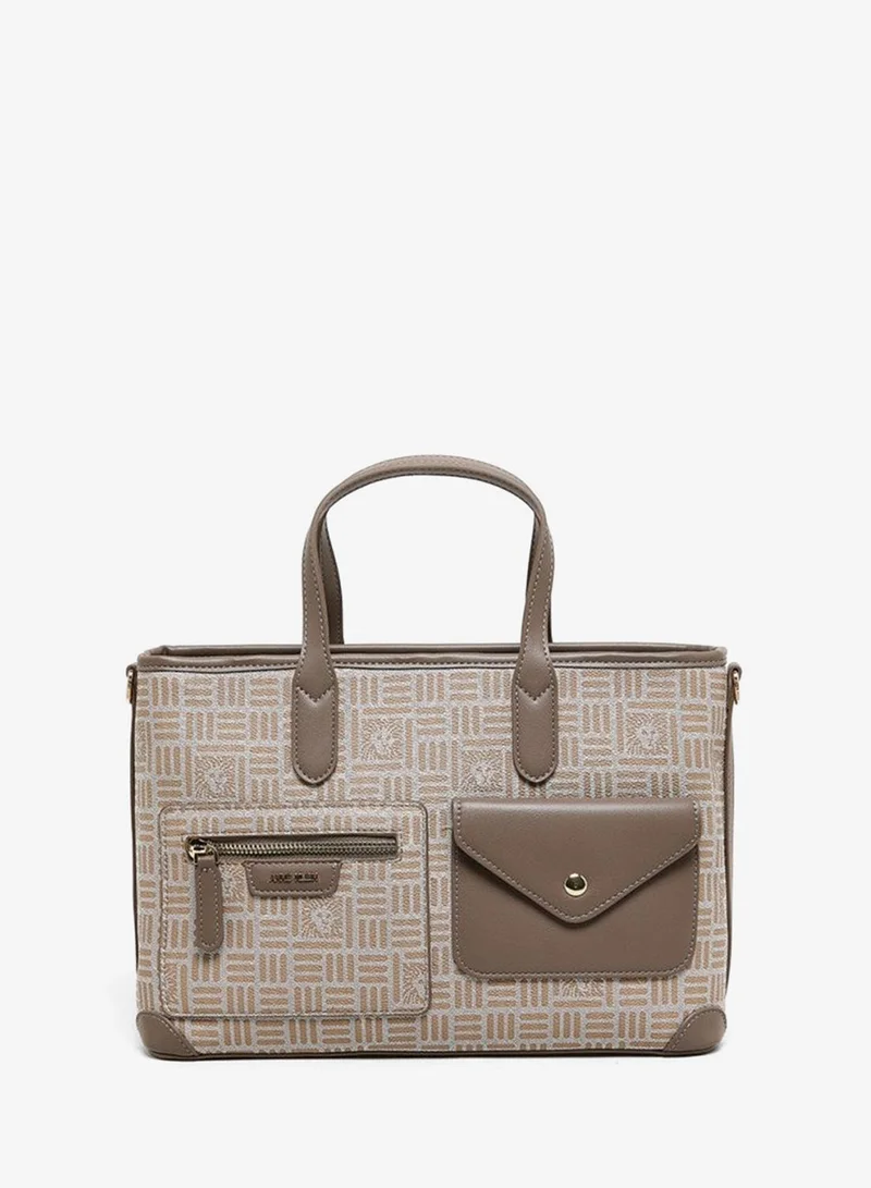 Anne Klein Patterned Pu Front Pocket Tote Bag