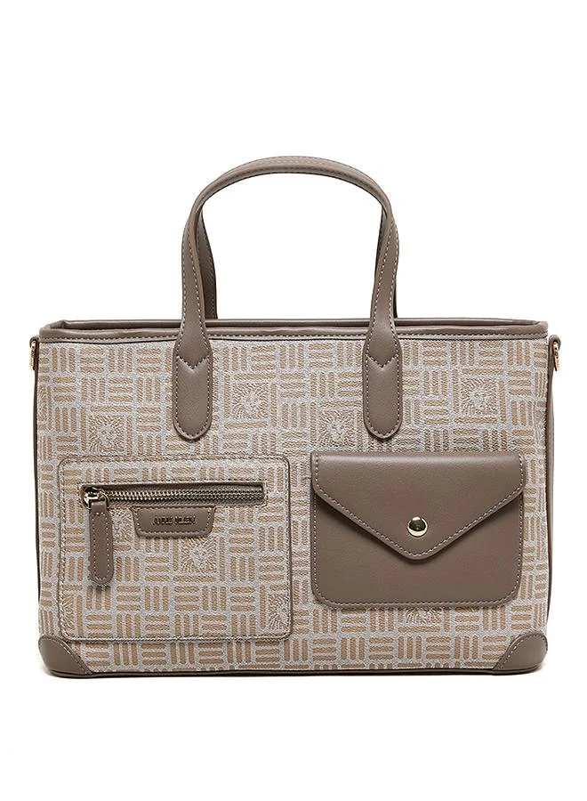 Patterned PU Front Pocket Tote Bag