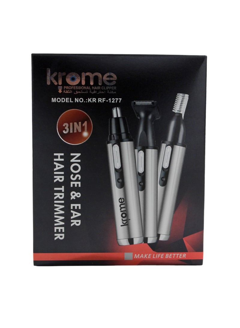 كروم ماكينة كهربائية متعددة الوظائف 3 في 1 لتشذيب شعر الأنف والأذن - Image 2