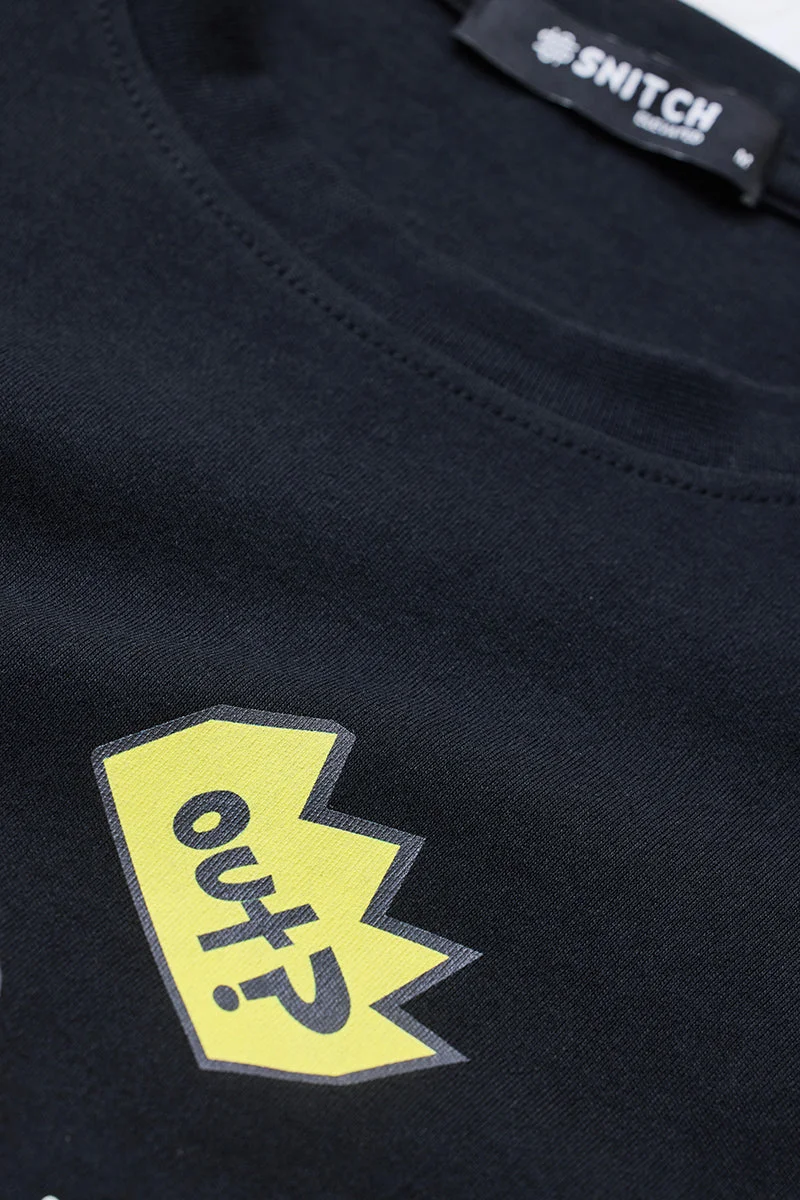 SNITCH تيشيرت هاسكرز أسود بقصة واسعة