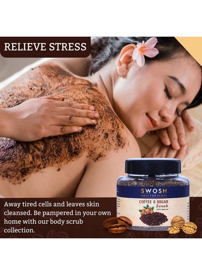 SWOSH Exfoliating Coffee And Sugar Scrub With Walnut Shell Extract For Face & Body (115 Gram) For Tan Removal, Skin Brightening And Whitening | 100% Vegan, Organic And Natural Scrub | Women And Men - Image 2