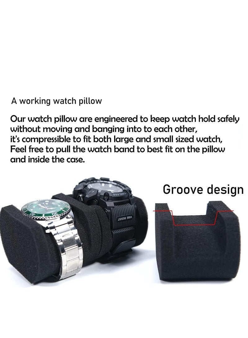 MJZ 5 Slot Watch Storage Box with Sponge Cushion for 5 Watches, Portable Zippered Travel Watch Case Storage, Watch Storage Box Organizer, Hard Men's Women's Watch Holder with Carry Handle (Black)  - Image 2