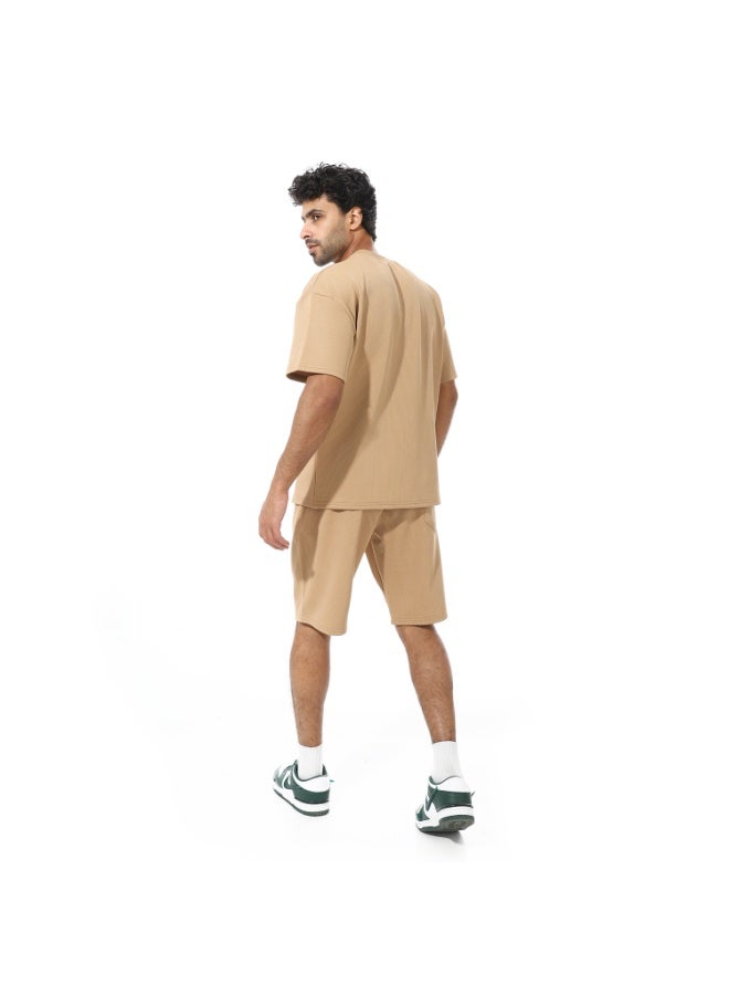 Caesar Men's two-piece set, shorts and a T-shirt, made of biscuit fabric  - Image 3