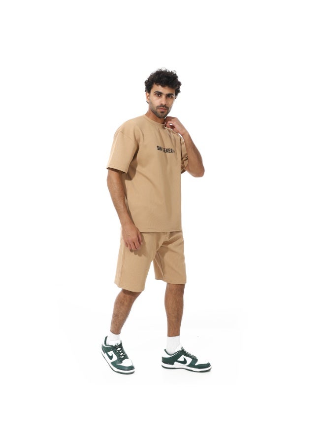 Caesar Men's two-piece set, shorts and a T-shirt, made of biscuit fabric  - Image 4