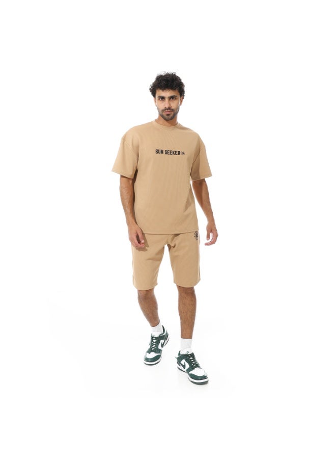 Caesar Men's two-piece set, shorts and a T-shirt, made of biscuit fabric  - Image 1