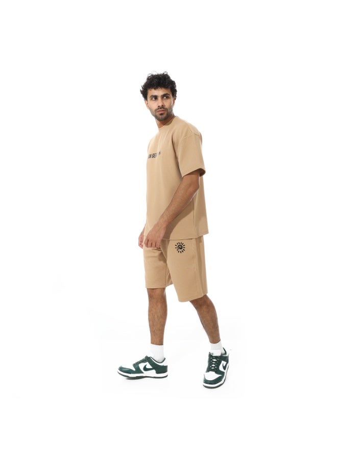 Caesar Men's two-piece set, shorts and a T-shirt, made of biscuit fabric  - Image 2