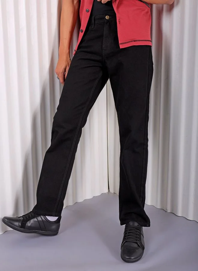 The Indian Garage Co Men Vintage Straight Fit Solid Mid-Rise Jeans