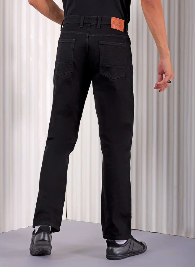 The Indian Garage Co Men Vintage Straight Fit Solid Mid-Rise Jeans