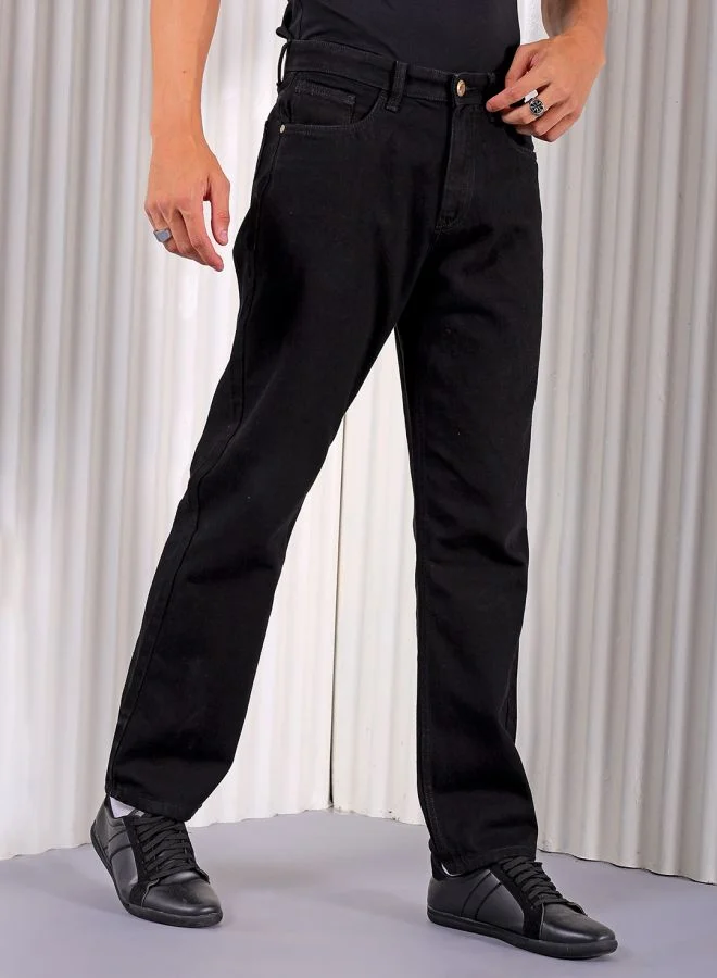 The Indian Garage Co Men Vintage Straight Fit Solid Mid-Rise Jeans