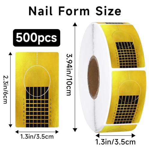 G2PLUS Nail Forms for Gel Builder, 500PCS Nail Extension Forms, Gold Rectangular Nail Forms for Acrylic Nails, Reusable Tip Shape Guide Stickers for DIY and Home Use Salon Supplies - Image 2