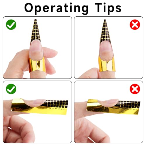G2PLUS Nail Forms for Gel Builder, 500PCS Nail Extension Forms, Gold Rectangular Nail Forms for Acrylic Nails, Reusable Tip Shape Guide Stickers for DIY and Home Use Salon Supplies - Image 5