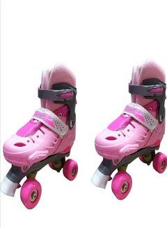 ماركة غير محددة Comfortable Adjustable Inline Skate Shoes, Single Row Front Wheels with LED Light, Indoor/Outdoor, for Kids and Teens Beginners (Size L US 39-42, pink)  - Image 2