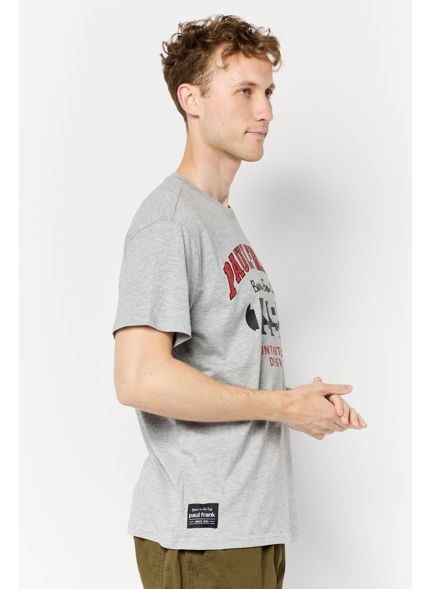 Paul Frank Men Crew Neck Short Sleeves Graphic Print T-Shirt, Grey  - Image 4